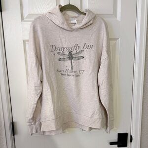 Cozy Cream Hoodie with Dragonfly Inn Design